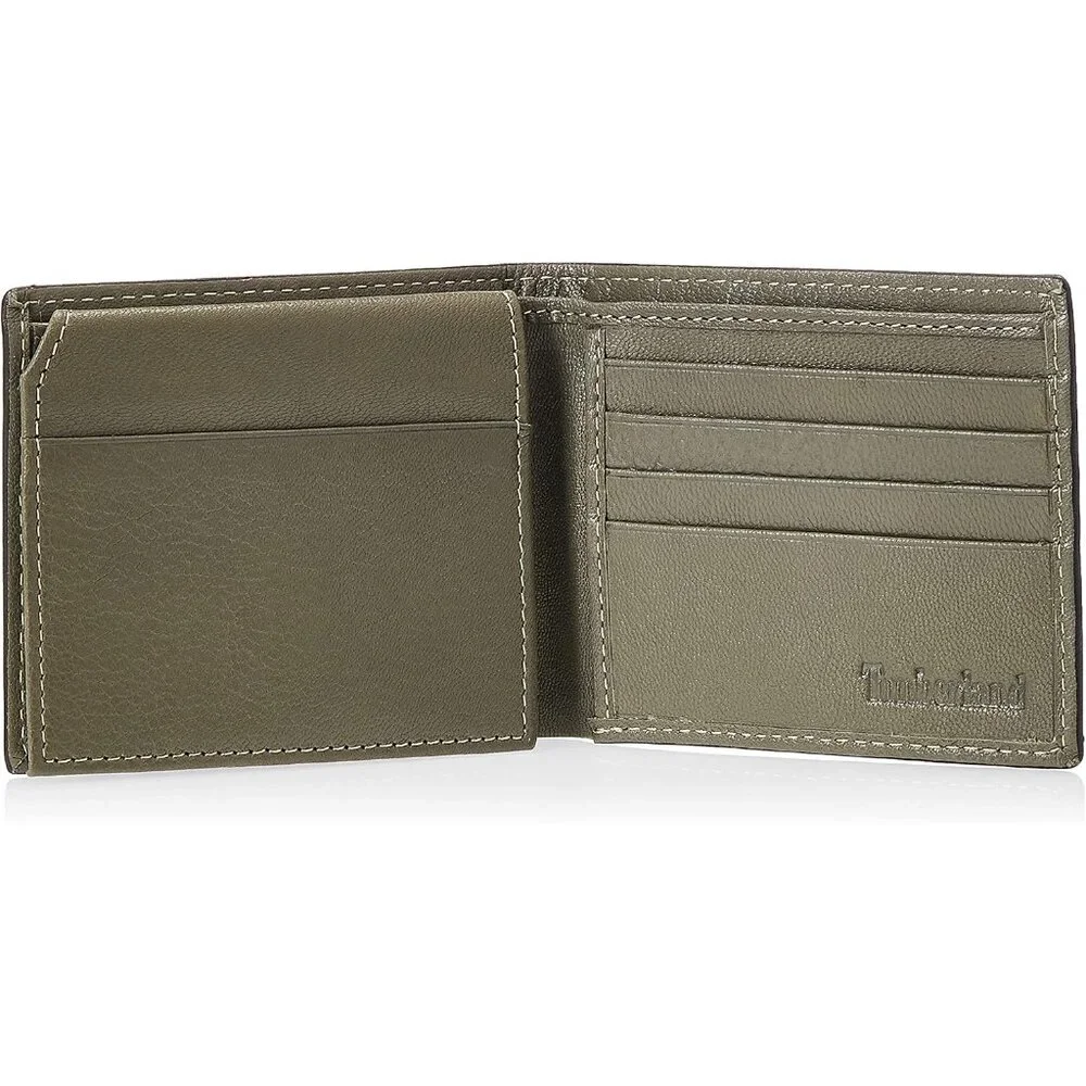 Mens Leather Wallet With Attached Flip Pocket, Grey (Fine Break), One Size